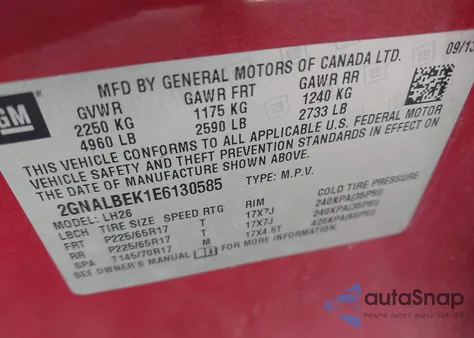 2014 Chevrolet Equinox 1Lt from USA, damaged, VIN 2GNALBEK1E6130585